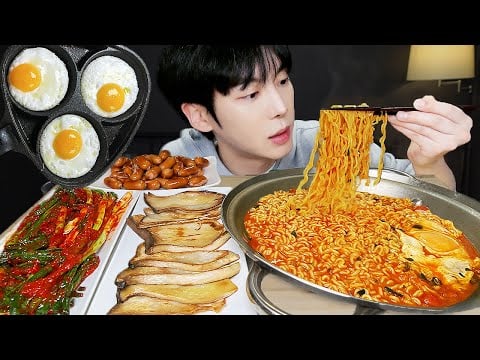 MUKBANG | 집밥! 직접 만든 간장 계란 레시피 & 라면 소세지 버섯구이 파김치 먹방 | RECIPE KOREAN HOME FOOD