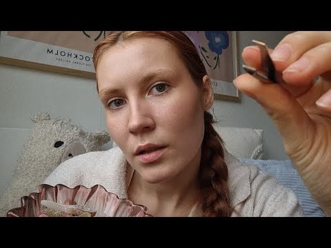 ASMR sleepover with your best friend (plucking your eyebrows, eating candy)