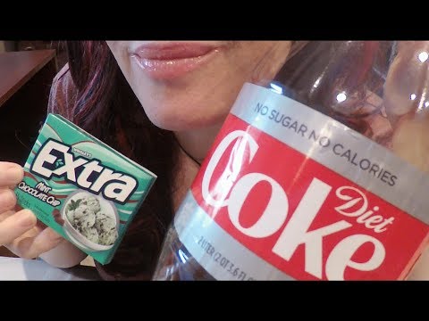 ASMR Gum, Soda & Whispered Ramble.  What I watch on YouTube.