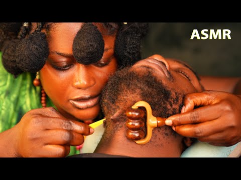 ASMR ✨Satisfying  beard nitpicking,neck massage, Whisper & ingrown hair pullout,Scratching, with gum