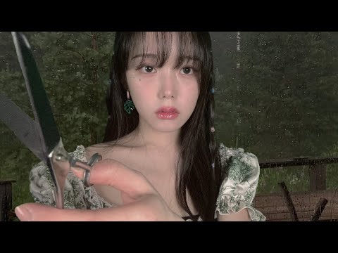 ASMR 비 오는 숲속의 미용실 롤플레이🌲(입체적인 가위소리,샴푸,머리빗기,헤어커트)ㅣHair Salon Roleplay RP (haircut, brushing, shampoo)