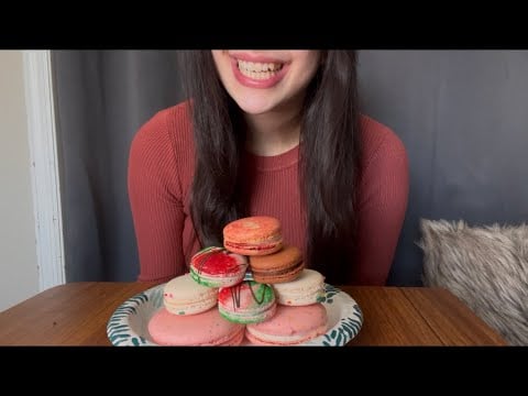 FANCY ASSORTED MACARONS ASMR EATING *CRUNCHY AND SOFT EATING SOUNDS*