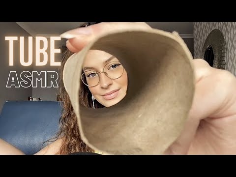 [ ASMR ] Cardboard Tube Mouth Sounds - hand movements and soft taps