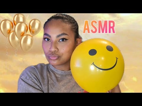 ASMR Blowing Up Smiley Face Balloons And Chewing Gum