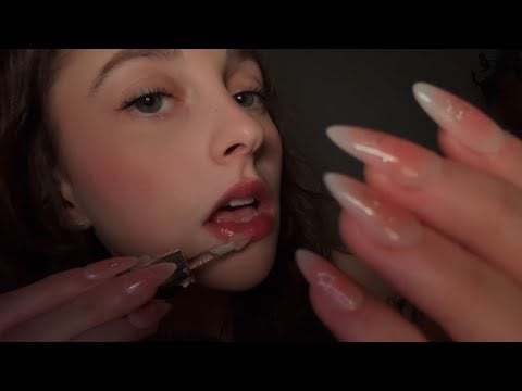 ASMR lipgloss application on YOU & ME (nonstop sticky mouth sounds)
