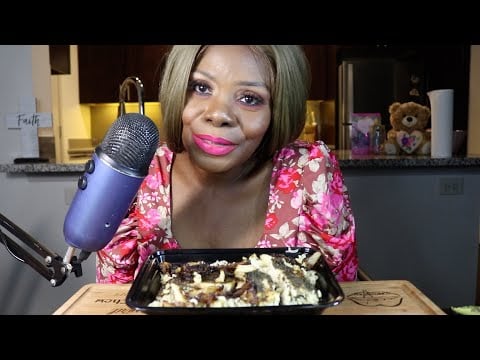 Baked Red Snapper Fish & Rice ASMR Eating Sounds