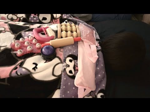 ASMR| Upper body massage with lots of massage tools- some whispering 