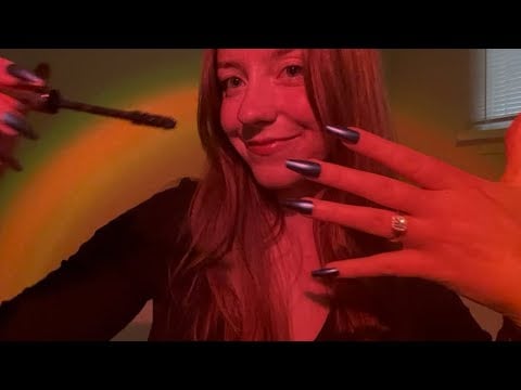 asmr soft spoken doing your makeup - with long nails 👻