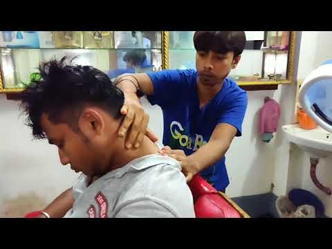 Special head and body massage therapy by Indian barber with loud neck cracking asmr