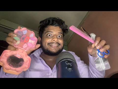 ASMR Fast And Aggressive Doing Your Makeup 💄 || ASMR Haircut Roleplay ✂️