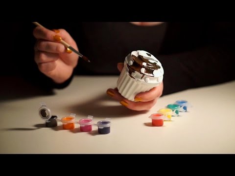 Binaural ASMR. Painting a Cupcake Bank (Ear-to-Ear Whispering)