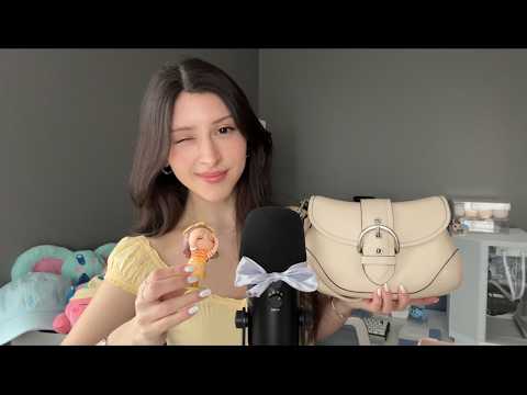ASMR to drift off to ☁️ showing trinkets, purse tapping, headphones, whispers 💛⋆˚✿˖