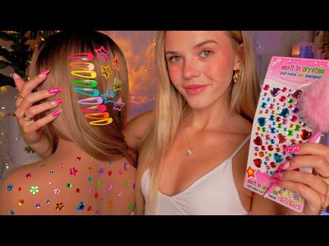 ASMR Bedazzled Back Scratches & Gentle Hairplay 💎🩷✨ (long nails + tingles)
