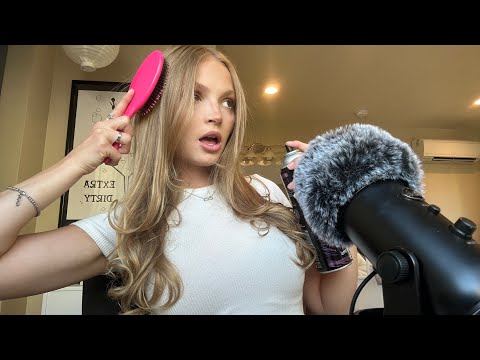 ASMR How I Get the Perfect Blowout (hair brushing, tapping, whispering)