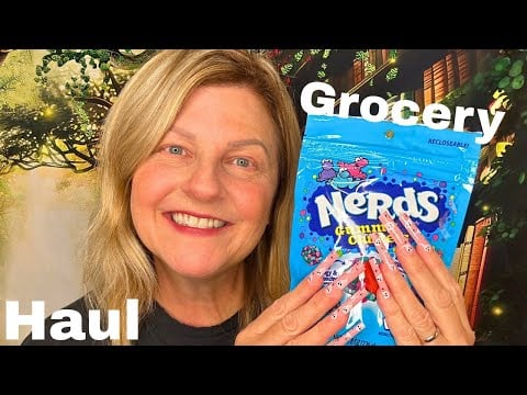 ASMR | Tingly Grocery Haul featuring New Items and Tapping with Long Pink Ghost Nails 👻💕🎉