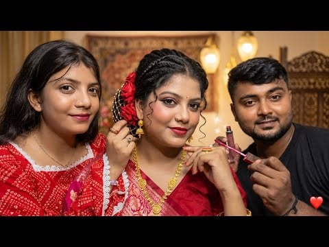 ASMR | My Husband Doing My Indian Party Makeup And My Sister Doing My Hairstyle | 💄💇‍♀️