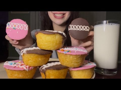 ASMR HOSTESS CREAM FILLED CUPCAKES *SUGAR COOKIE AND CHOCOLATE FROSTED*
