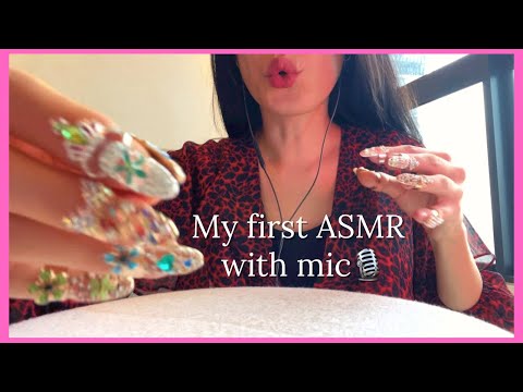ASMR 🎙️my fisrt ASMR video with a mic🎙️ Nail Rings Tapping and Scratching *not soft*
