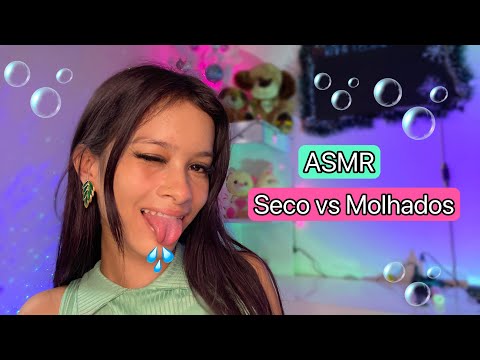 ASMR | Sons de boca SECOS vs MOLHADOS ( tesoura invisível, bolhas, sereia..) 🧜‍♀️