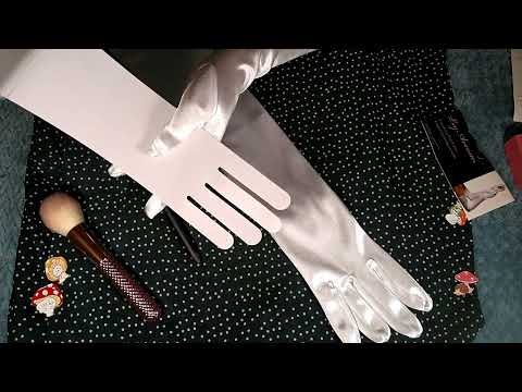 ASMR Unboxing {SATIN GLOVES 🧤 Soft Speaking 🌸 Crinkles 📦 Paper 👉 Tracing}