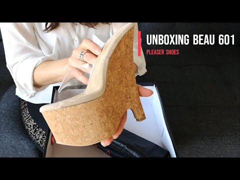 Unboxing and Try On Pleaser BEAU601 CLR-TAN/CORK 6.5 Inch High Heel Wedge Shoes with Walk