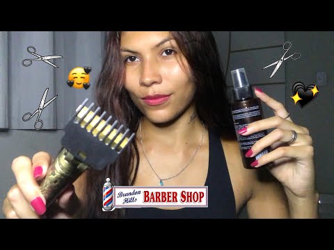 ASMR - DUVIDO VOCÊ NÃO PEGAR NO SONO NESSA BARBEARIA!