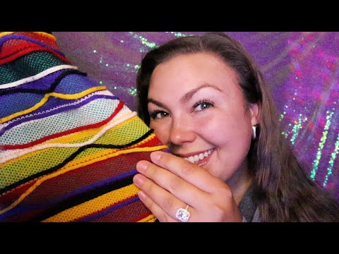 asmr/ garage sale HAUL🧶🧩🧣(fabric scratching, whispering, natural nails)