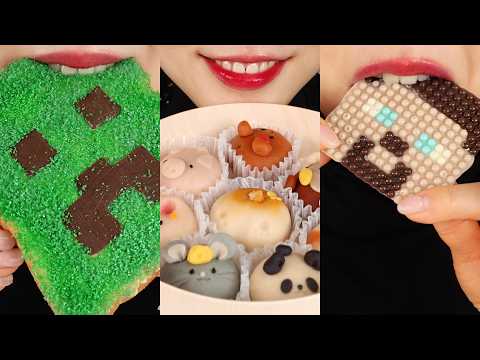 35MINUTES ASMR FRENCH DESSERT, MINECRAFT FOODS, WAX CANDY, CHOCOLATE MUKBANG ASMR🥭💗
