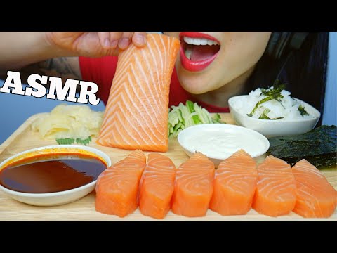 ASMR SUSHI GRADE SALMON SLAB SASHIMI + FIRE SAUCE + MAYO (EATING SOUNDS) NO TALKING | SAS-ASMR