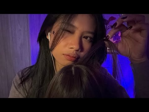 asmr lice check — scalp treatment, dandruff removal, hair brushing & scratching