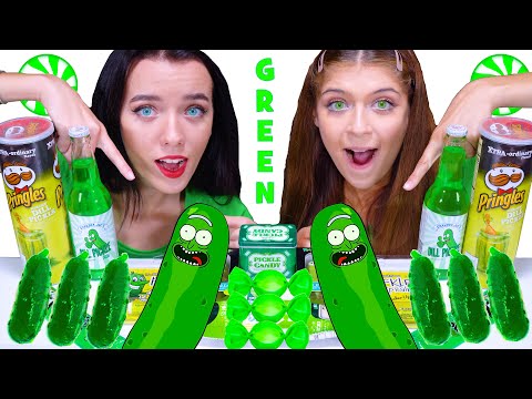 ASMR *GREEN FOOD* DILL PICKLE CANDY CHALLENGE MUKBANG 먹방