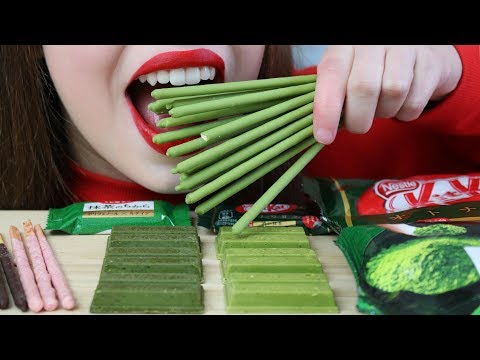 ASMR MATCHA OVERLOAD, POCKY, KIT KAT *Rare* (CRUNCHY Eating Sounds) MUKBANG