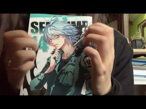*ASMR* tapping and handling my manga collection (with rain sounds) -- lofi asmr (-ω- )