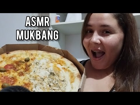 ASMR - SONS DE MASTIGAÇÃO COMENDO PIZZA 🍕 DE MUSSARELA E FRANGO COM CATUPIRI + REFRI (MUKBANG)