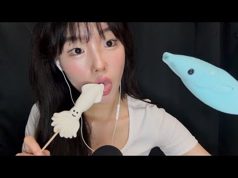 말랑말랑 마쉬멜로우🦑 🐬 리얼 입소리 ASMR (No Talking) | Marshmallow Eating Sounds, Soft Chewy Mouth Sounds