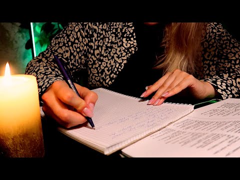 ASMR 📓 Study with me ✍🏼 Flipping pages / Writing / Unintelligible Whisper