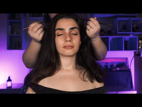 ASMR~Hair brushing and massage on a friend