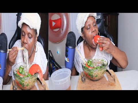 LOBSTER TAIL PHO NOODLES ASMR EATING SOUNDS