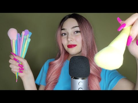 ASMR | Pastel Makeup Brushes Unboxing and Brushing Your Face