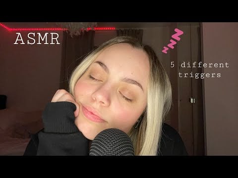 ASMR With 5 different triggers | Mouth sounds, hair brushing, mic scratching, mic brushing & crinkle