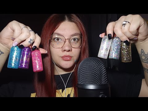 MY NEW GLITTER GEL ✨ (Mouth Sounds, Tapping, Rosellina, Plastic Sounds, Inaudibile) 😴💜 | ASMR ITA