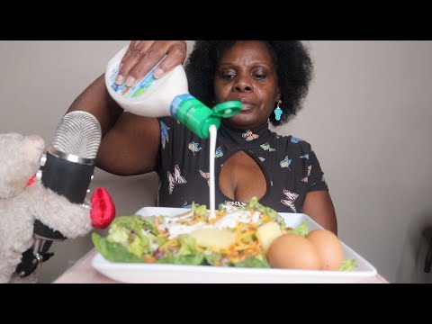 HARD BOIL EGGS WITH CRISP CRUNCHY TASTY SALAD ASMR ATING SOUNDS
