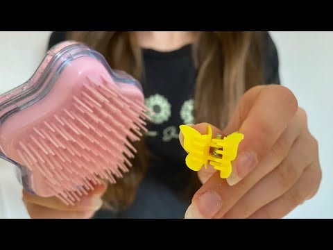 ASMR Brushing and Clipping your hair | lo-fi | hair brushing | no talking | Actual camera touching