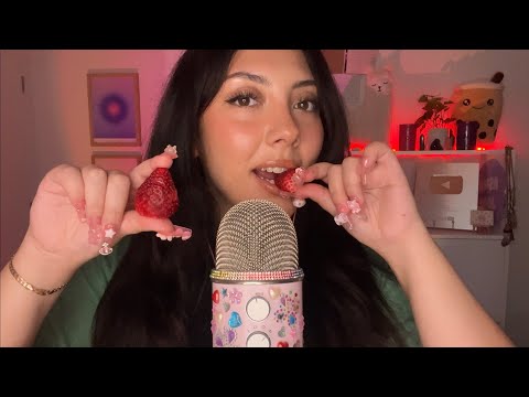 ASMR trying freeze dried strawberries 🍓