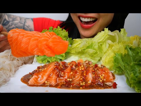 SPICY SALMON SASHIMI (ASMR EATING SOUNDS) NO TALKING | SAS-ASMR