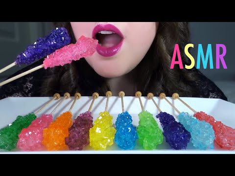 ASMR Rainbow Crystal Rock Candy - EXTREMELY Satisfying Eating Sounds