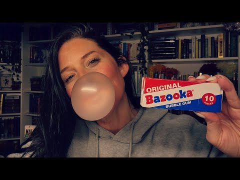 ASMR- Gum Chewing & Bubble Blowing W/ Bazooka Bubble Gum