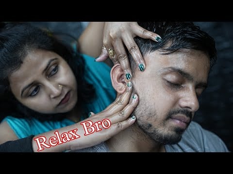 Amazing ASMR Ear Scratching Head Scratching Forehead Tapping Head Massage By Lady Barber Chaitali