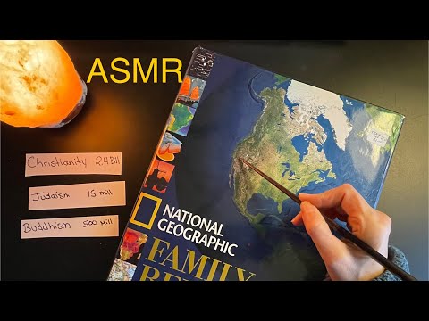 What are the Religions of the World ~ Soft-Spoken ASMR Map, Index Card Sorting, Page Turning