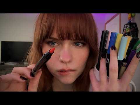 ASMR Drawing On Your Face (You Fell Asleep First At The Sleep Over) Close Whispers